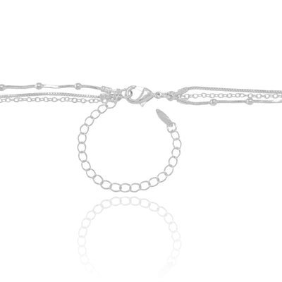 Choker Tripla Veneziana Bolinhas Pontos de Luz Ródio Branco - 32 cm