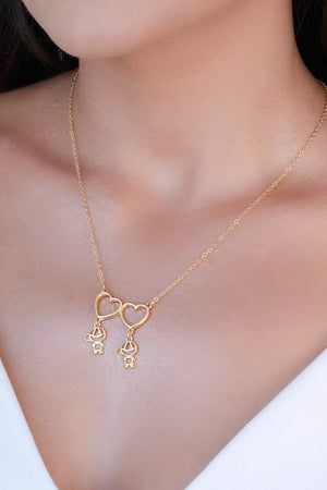 Gargantilha Filho Meninos Corações Lisos Banhado a Ouro 18K - 45 cm