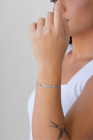 Pulseira Malha Fita 3 mm Ródio Branco