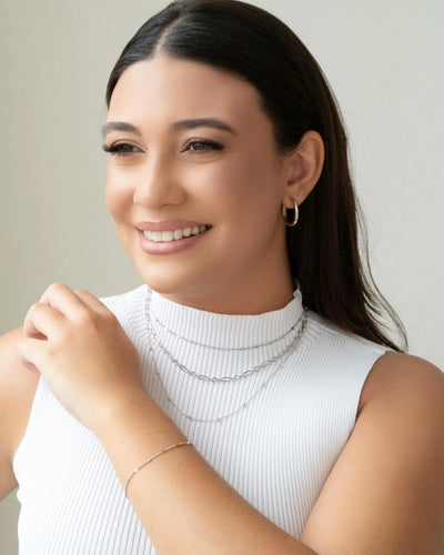 Choker Elos 4 mm Ródio Branco - 32 cm