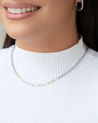 Choker Elos 4 mm Ródio Branco - 32 cm