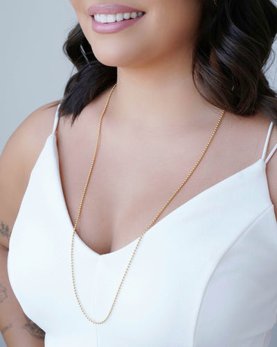 Colar Longo Bolinhas 2 mm Banhado a Ouro 18K - 80 cm