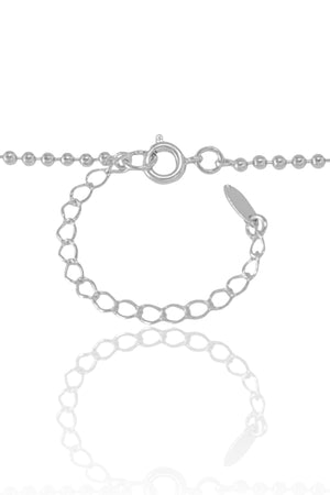 Gargantilha Longa Bolinhas 2 mm Ródio Branco