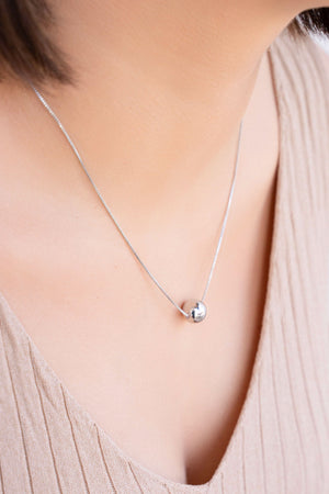 Gargantilha Veneziana Pingente Bola 10mm Ródio Branco