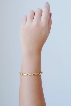 Pulseira Elos Lisos 6mm Banhado a Ouro 18K