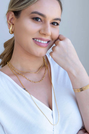 Ear Hook Meia Lua Liso 3.3 cm Banhado a Ouro 18K