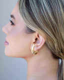 Ear Hook Meia Lua Liso 3.3 cm Banhado a Ouro 18K
