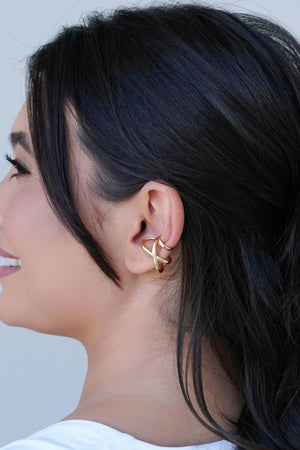 Piercing em X Liso Banhado a Ouro 18K