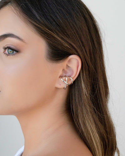 Piercing em X Liso Ródio Branco