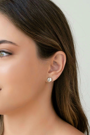 Brinco Redondo Achatado Liso 8 mm Ródio Branco