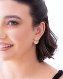 Ear Jacket Redondo Detalhes Banhado a Ouro 18K