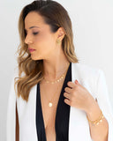 Ear Jacket Redondo Detalhes Banhado a Ouro 18K