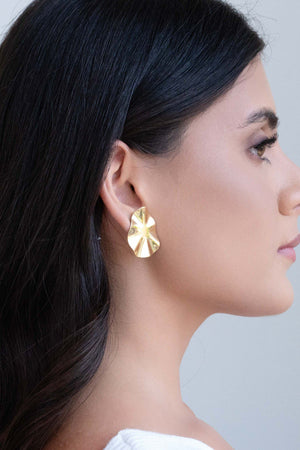 Brinco Orgânico Oval Banhado a Ouro 18K