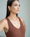 Gargantilha Longa Veneziana Palito Fecho Gravata Banhado a Ouro 18K