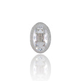 Anel Oval Cristal Cravejado Zircônia Tamanho 20 Ródio Branco