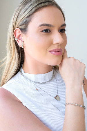 Ear Hook Liso Ródio Branco