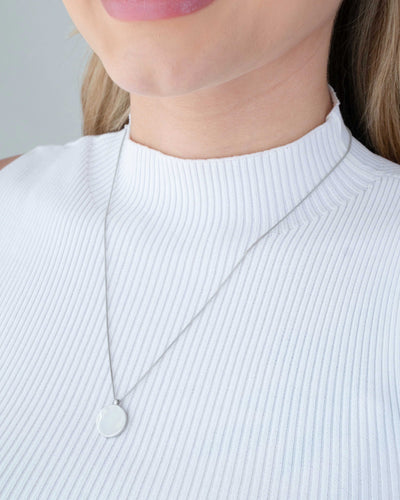 Colar Veneziana com Redondo Liso Ródio Branco - 50 cm