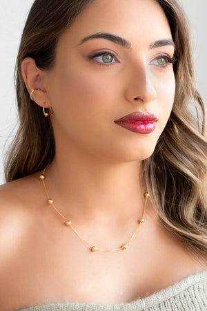 Piercing Liso Detalhes Bolinhas Banhado a Ouro 18K