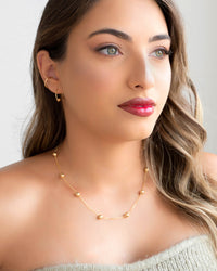 Piercing Liso Detalhes Bolinhas Banhado a Ouro 18K