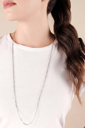 Gargantilha Longa Elos 3 mm Ródio Branco