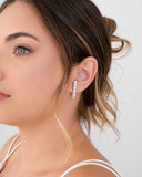 Ear Hook Sete Zircônias Cravejadas Cristal Ródio Branco