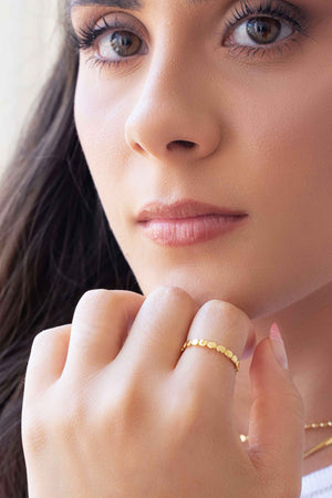 Anel Falange Plaquinhas Redondas Tamanho 12 Banhado a Ouro 18K
