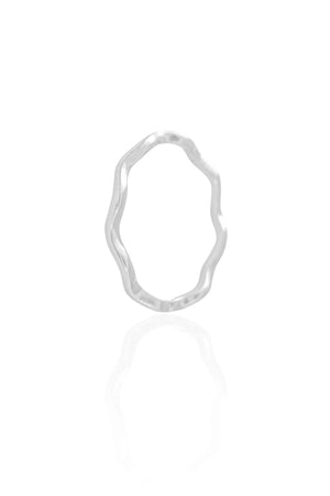 Anel Ondas Liso 1 mm Tamanho 21 Ródio Branco