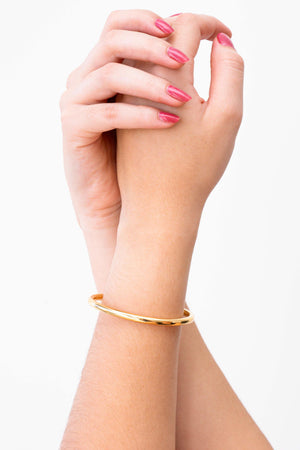 Bracelete Tubo Liso Banhado a Ouro 18K