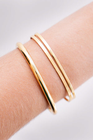 Bracelete Tubo Liso Banhado a Ouro 18K