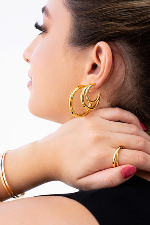 Bracelete Tubo Liso Banhado a Ouro 18K