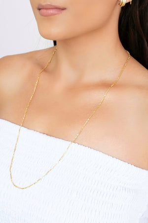 Gargantilha Elos Retos 1.5 mm Banhado a Ouro 18K