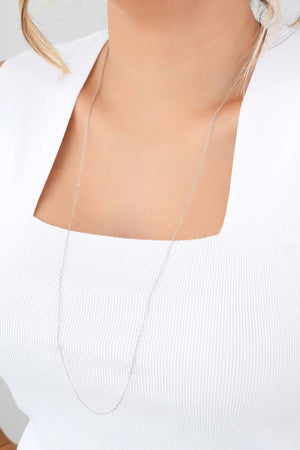 Gargantilha Longa Americana 1.5 mm Ródio Branco