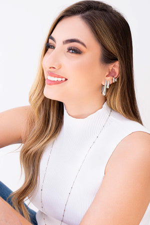 Gargantilha Longa Grumet Losango Ródio Branco