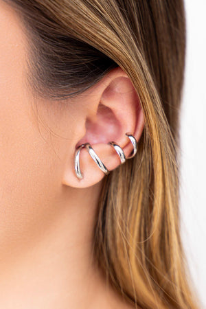 Ear Cuff Quatro Filetes Ródio Branco