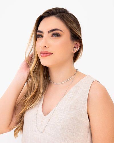 Ear Cuff Quatro Filetes Ródio Branco