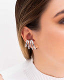 Ear Hook Quatro Filetes Lisos Ródio Branco