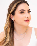 Ear Hook em X Liso Ródio Branco