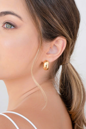 Brinco Argola Abaulada Lisa 2 cm Banhado a Ouro 18K