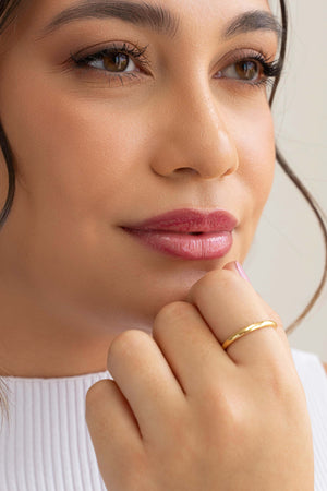 Anel Ajustável Liso Tamanho P Banhado a Ouro 18K