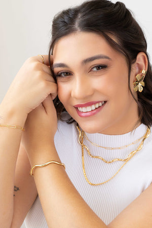 Anel Ajustável Liso Tamanho M Banhado a Ouro 18K