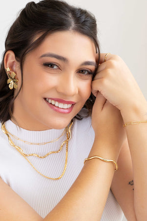 Anel Ajustável Liso Tamanho G Banhado a Ouro 18K