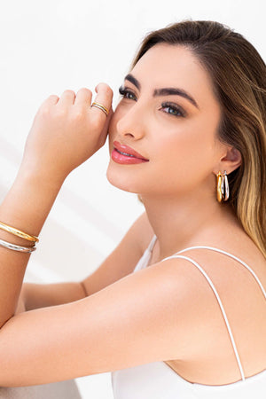 Anel Ajustável Liso Tamanho G Ródio Branco