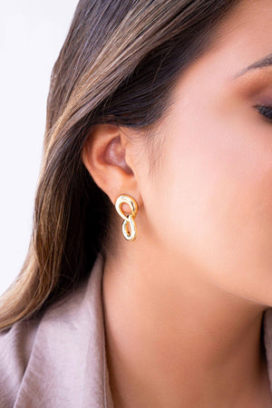 Brinco Elos Pendurados Banhado a Ouro 18K