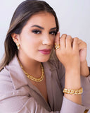 Brinco Elos Pendurados Banhado a Ouro 18K