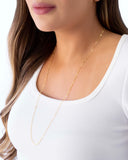 Gargantilha Longa Grumet Plaquinhas Banhado a Ouro 18K - 70 cm