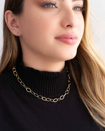 Choker Elos Ovais Banhado a Ouro 18K - 32 cm