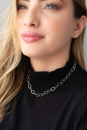 Choker Elos Ovais Ródio Branco