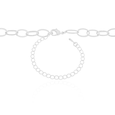 Choker Elos Ovais Ródio Branco - 32 cm