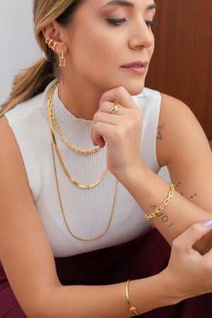 Piercing Três Filetes Lisos Banhado a Ouro 18K