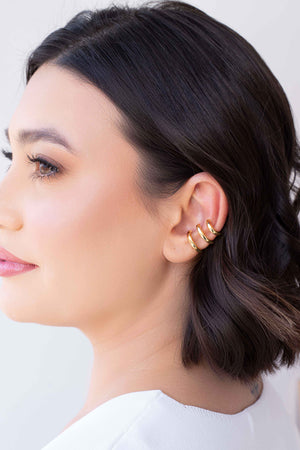 Piercing Três Filetes Lisos Banhado a Ouro 18K